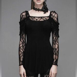 Devil Fashion Gothic Lace Long Top NWT Small Black Vampire Core The Boys TV